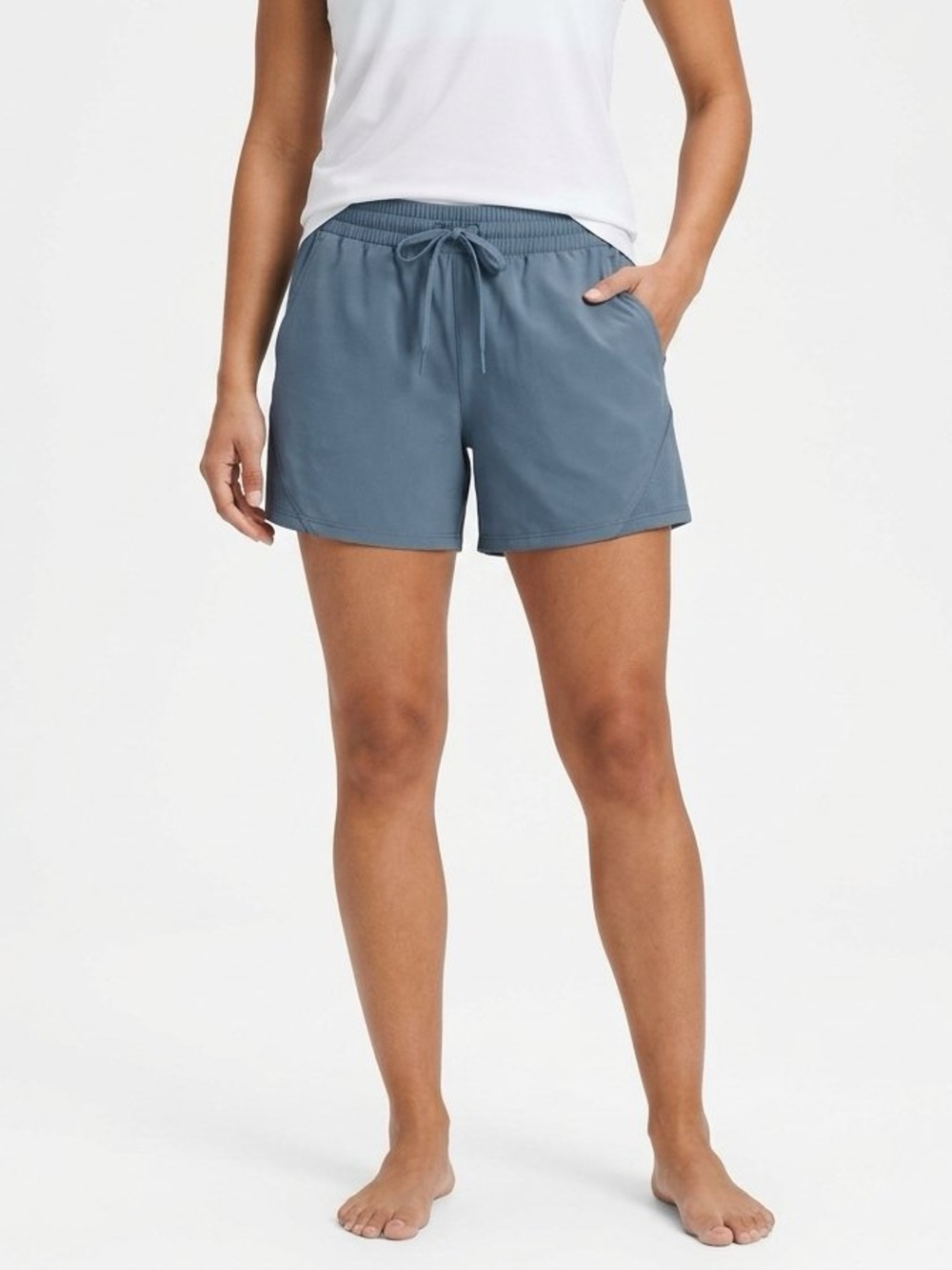 Blue Elastic Waist Athletic Shorts